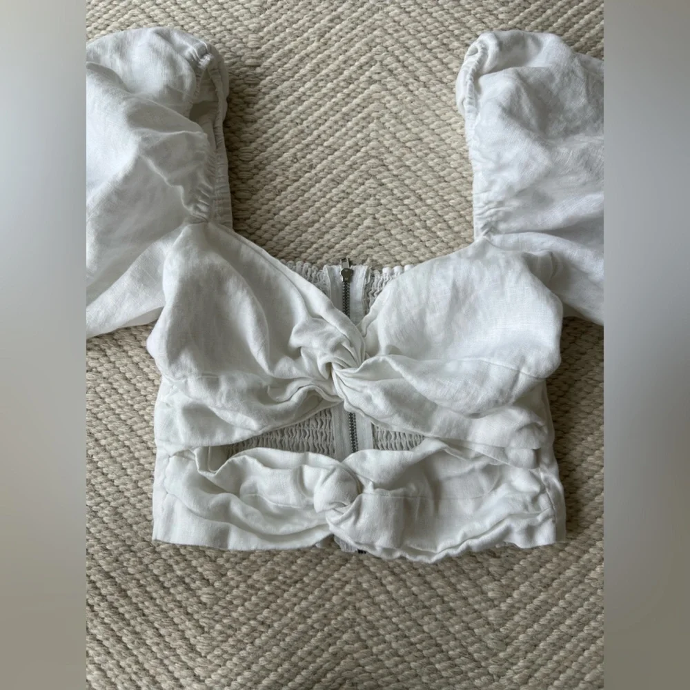 Reformation Karina White Linen Top sz 0